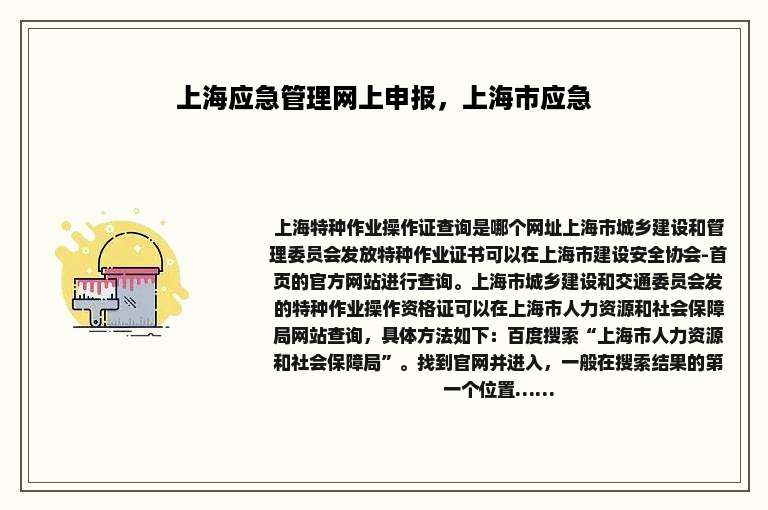 上海应急管理网上申报，上海市应急