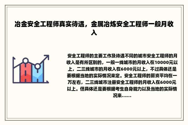 冶金安全工程师真实待遇，金属冶炼安全工程师一般月收入
