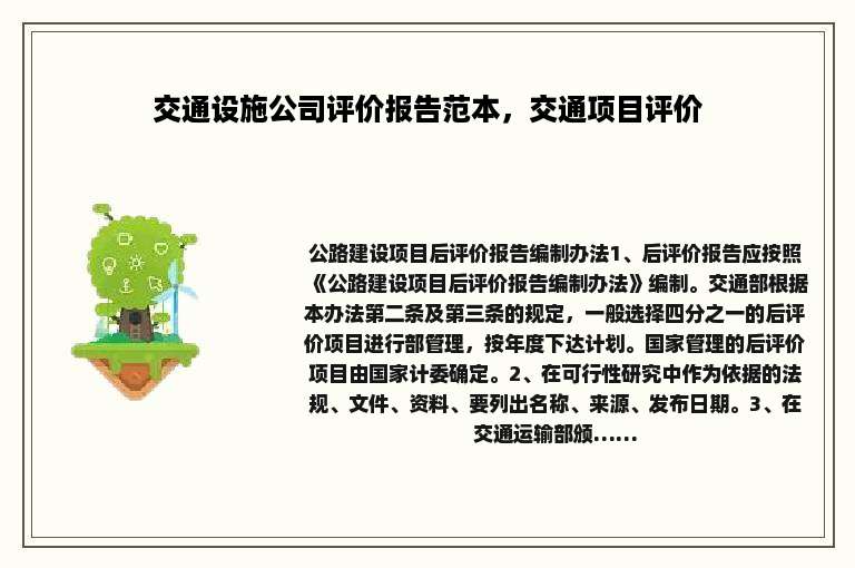 交通设施公司评价报告范本，交通项目评价