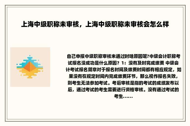 上海中级职称未审核，上海中级职称未审核会怎么样