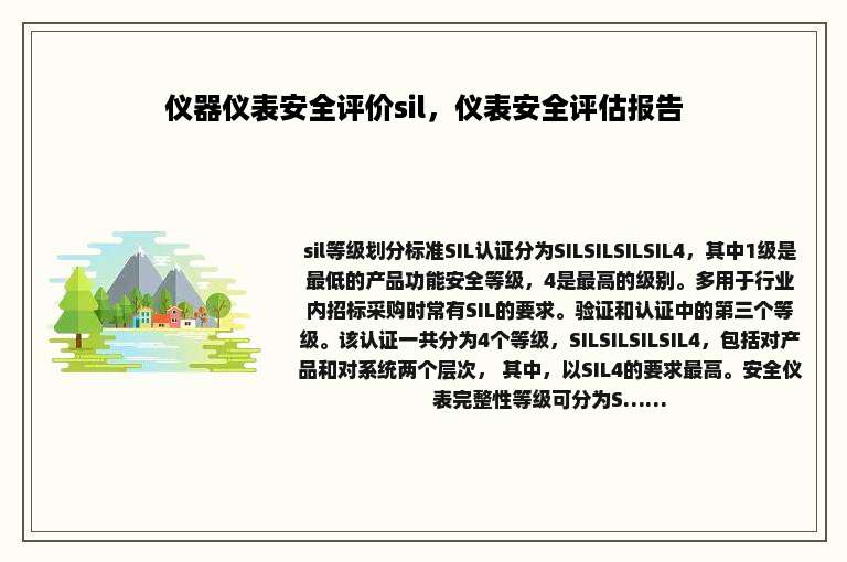 仪器仪表安全评价sil，仪表安全评估报告