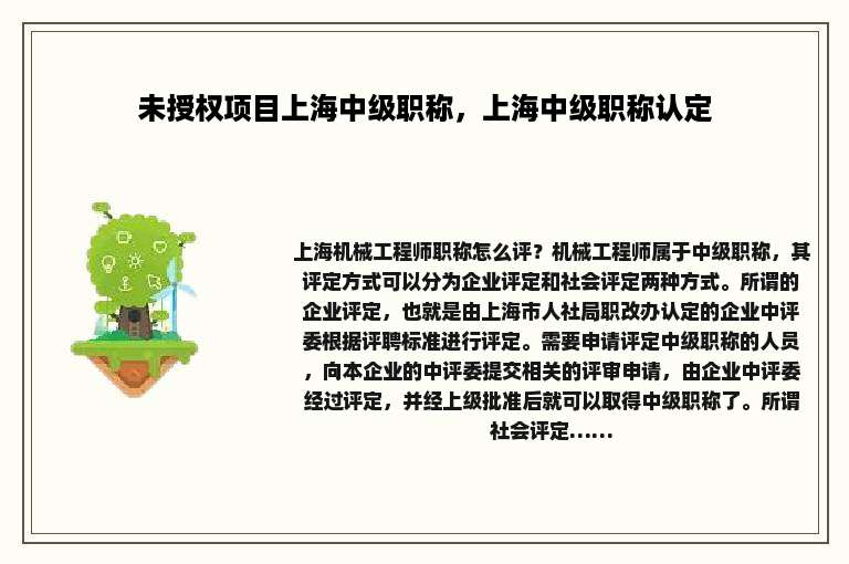 未授权项目上海中级职称，上海中级职称认定