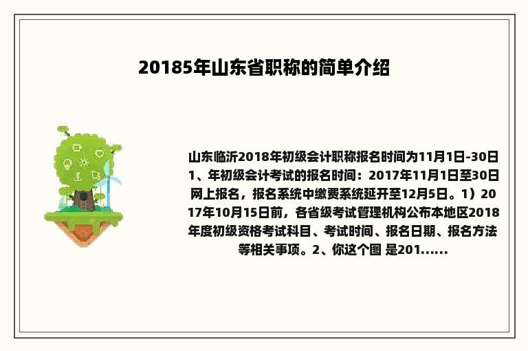 20185年山东省职称的简单介绍