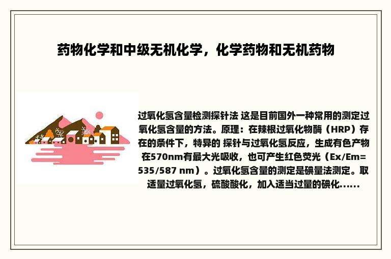 药物化学和中级无机化学，化学药物和无机药物
