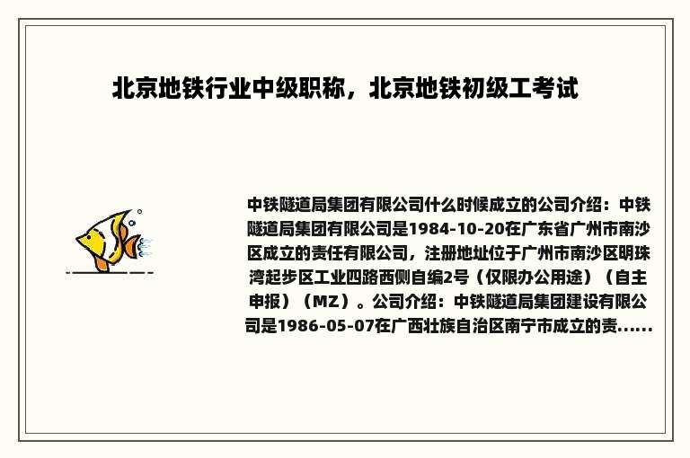 北京地铁行业中级职称，北京地铁初级工考试