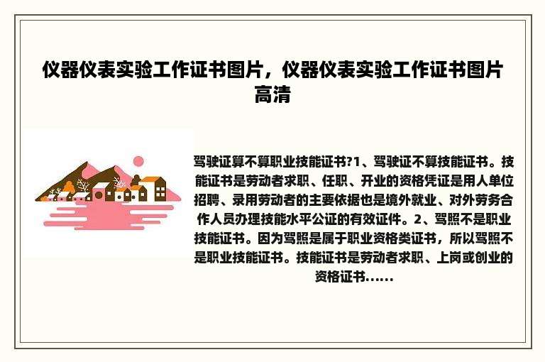 仪器仪表实验工作证书图片，仪器仪表实验工作证书图片高清