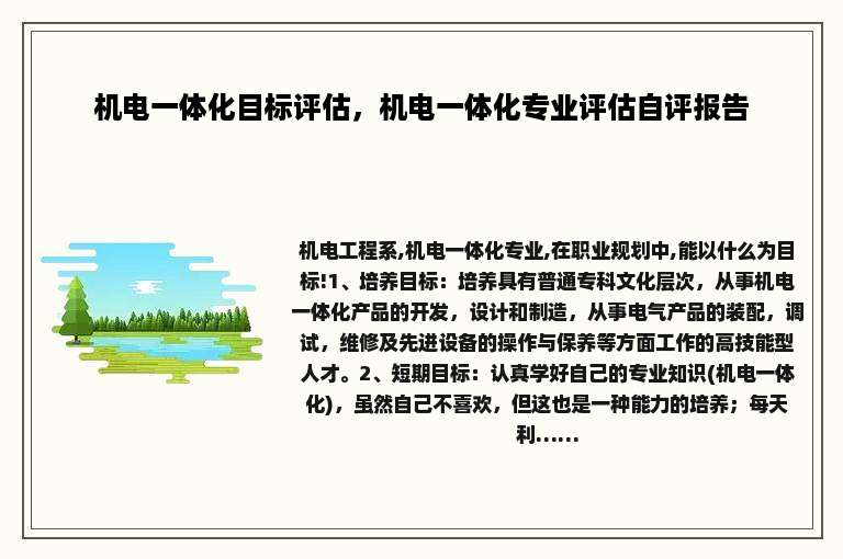 机电一体化目标评估，机电一体化专业评估自评报告