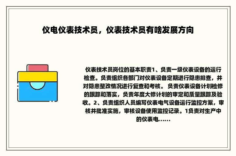 仪电仪表技术员，仪表技术员有啥发展方向