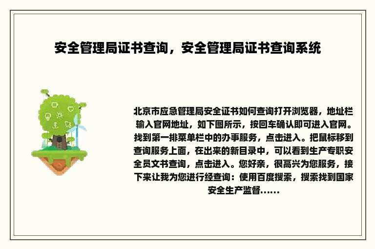 安全管理局证书查询，安全管理局证书查询系统