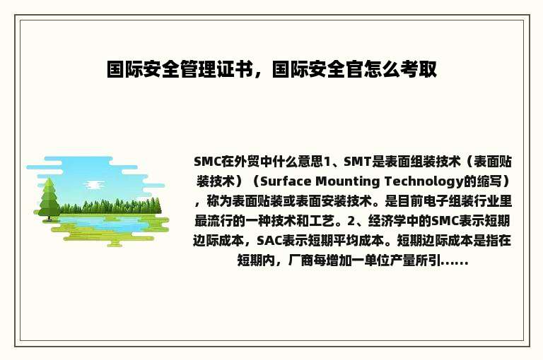 国际安全管理证书，国际安全官怎么考取