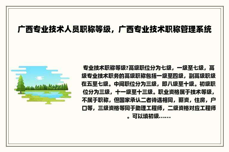 广西专业技术人员职称等级，广西专业技术职称管理系统