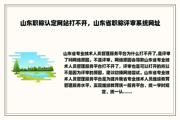 山东职称认定网站打不开，山东省职称评审系统网址