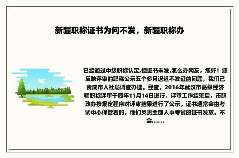 新疆职称证书为何不发，新疆职称办