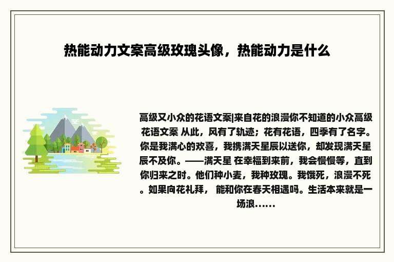 热能动力文案高级玫瑰头像，热能动力是什么