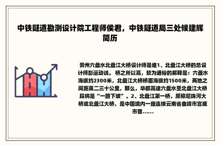 中铁隧道勘测设计院工程师侯君，中铁隧道局三处候建辉简历