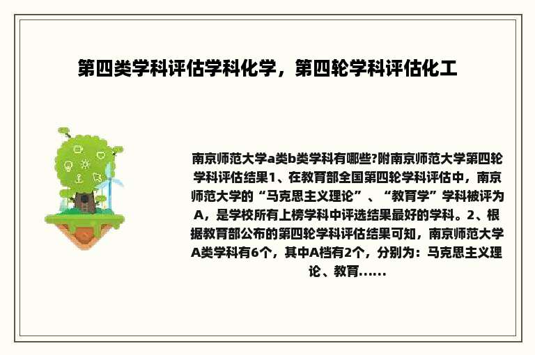 第四类学科评估学科化学，第四轮学科评估化工