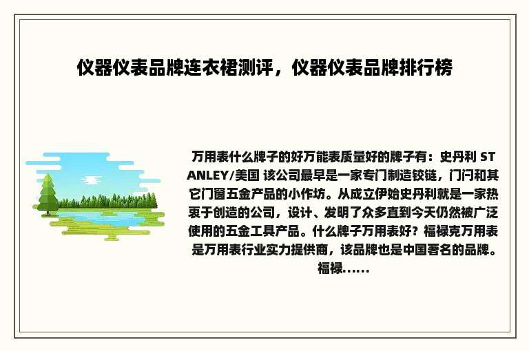 仪器仪表品牌连衣裙测评，仪器仪表品牌排行榜