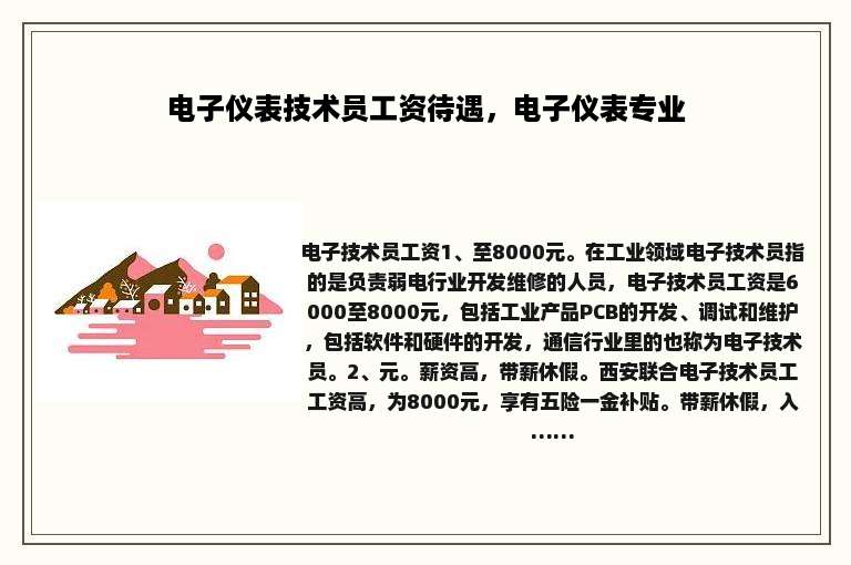 电子仪表技术员工资待遇，电子仪表专业