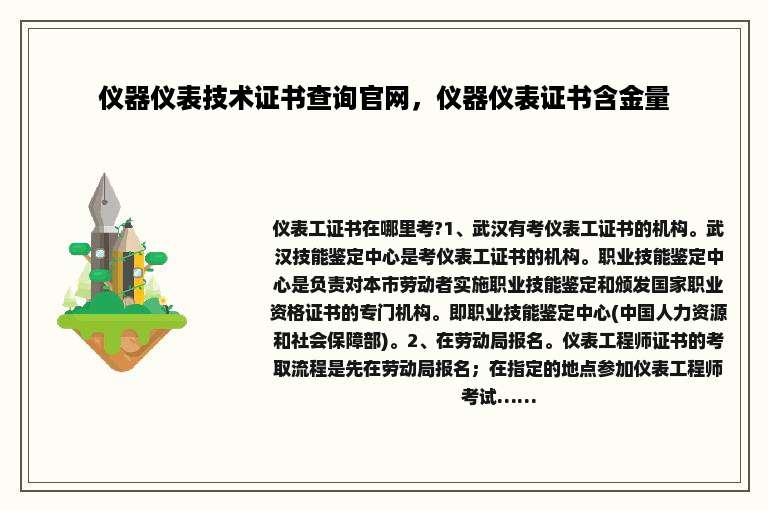 仪器仪表技术证书查询官网，仪器仪表证书含金量