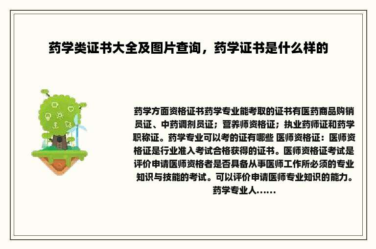 药学类证书大全及图片查询，药学证书是什么样的