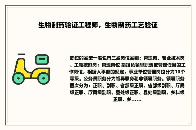 生物制药验证工程师，生物制药工艺验证