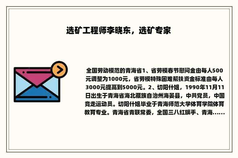 选矿工程师李晓东，选矿专家