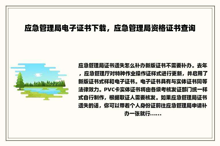 应急管理局电子证书下载，应急管理局资格证书查询