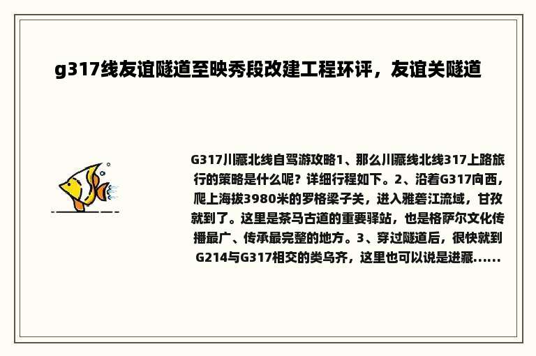 g317线友谊隧道至映秀段改建工程环评，友谊关隧道