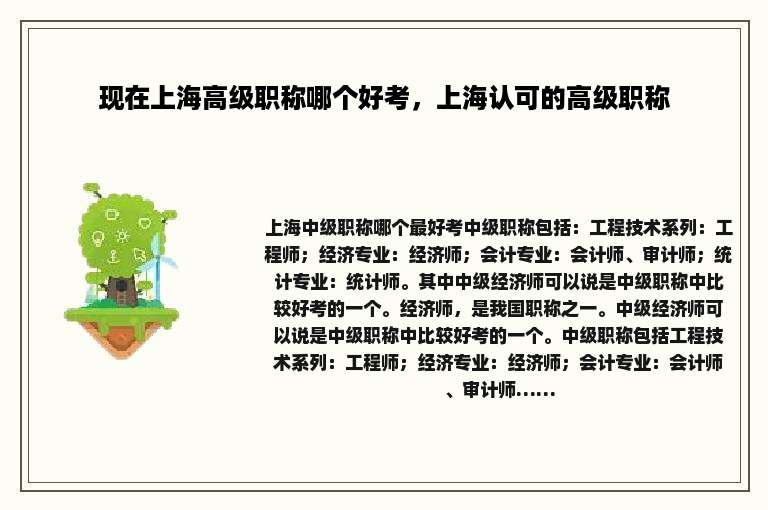 现在上海高级职称哪个好考，上海认可的高级职称