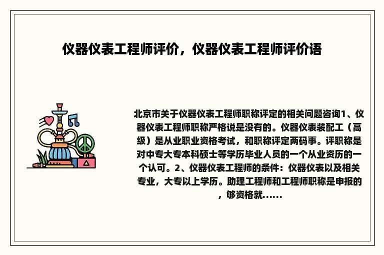 仪器仪表工程师评价，仪器仪表工程师评价语