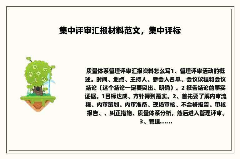 集中评审汇报材料范文，集中评标