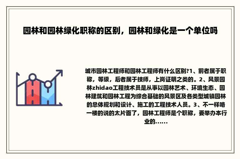 园林和园林绿化职称的区别，园林和绿化是一个单位吗