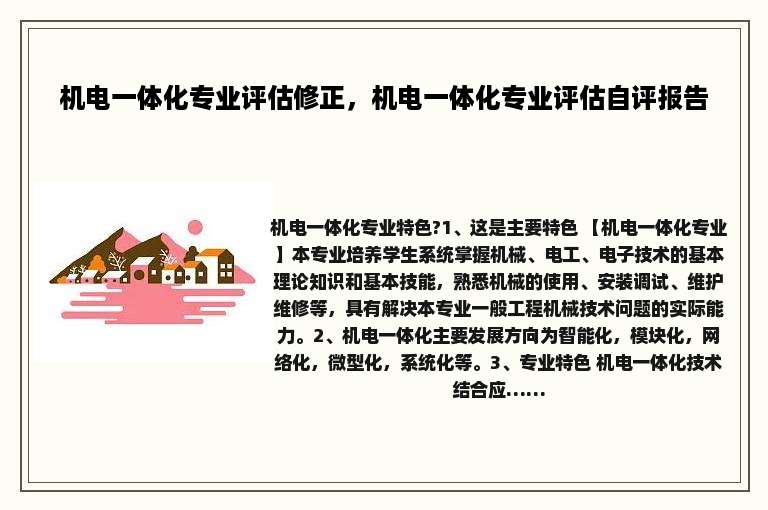 机电一体化专业评估修正,机电一体化专业评估自评报告