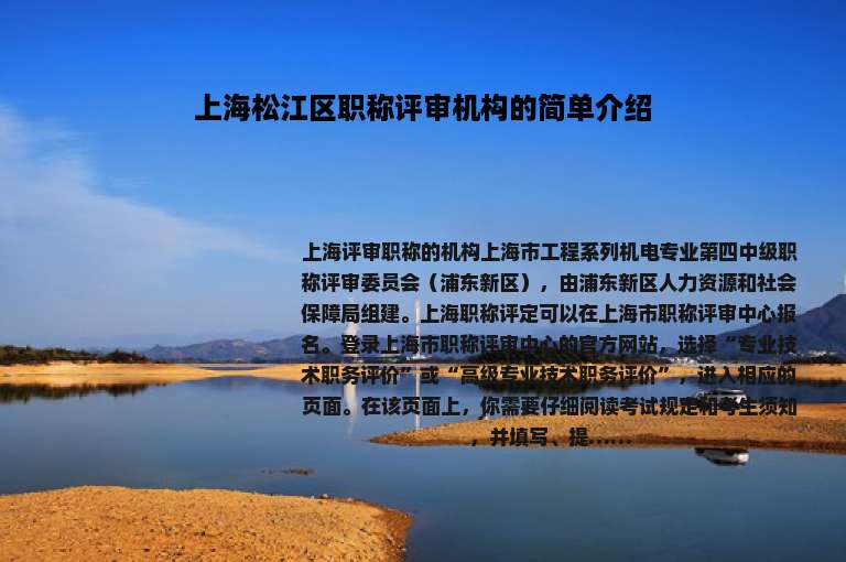 上海松江区职称评审机构的简单介绍