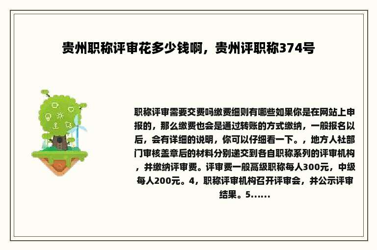 贵州职称评审花多少钱啊，贵州评职称374号