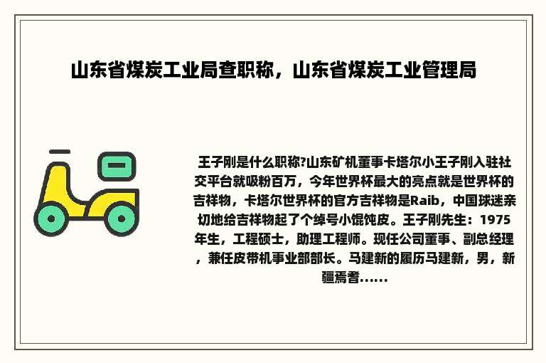 山东省煤炭工业局查职称，山东省煤炭工业管理局