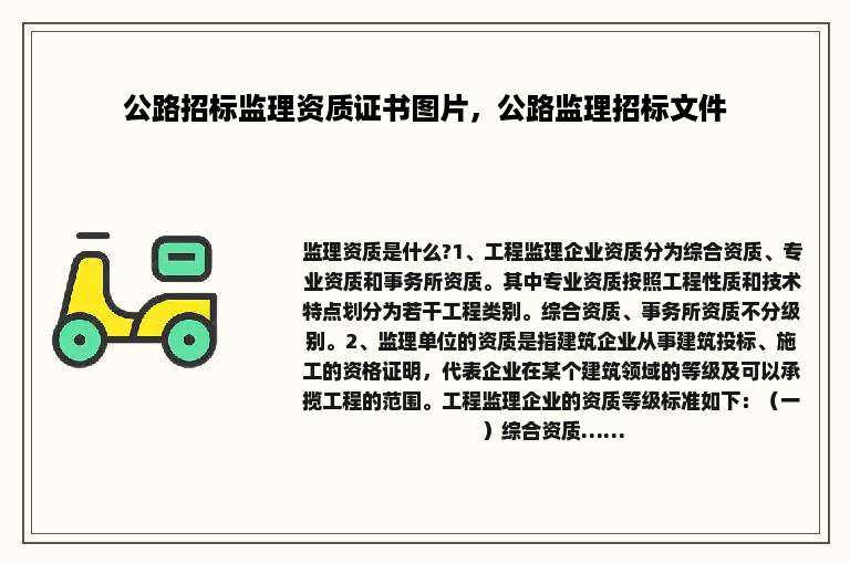 公路招标监理资质证书图片，公路监理招标文件