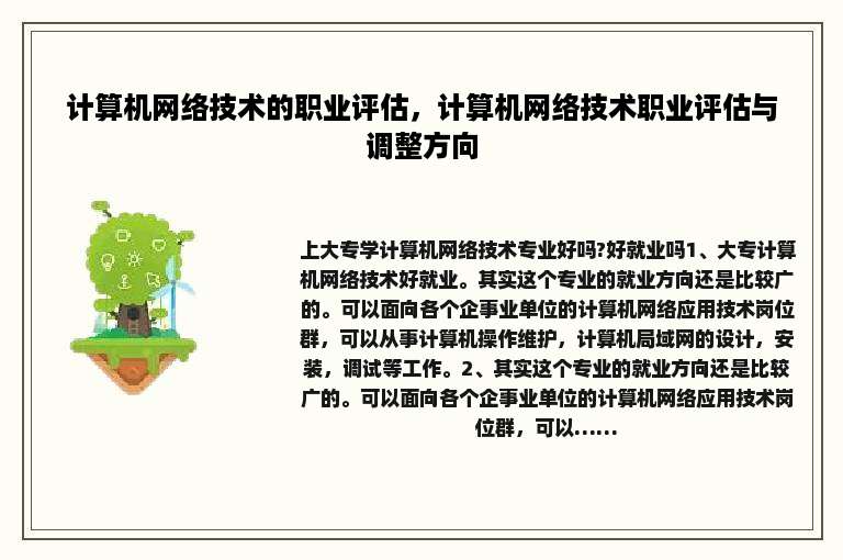 计算机网络技术的职业评估，计算机网络技术职业评估与调整方向