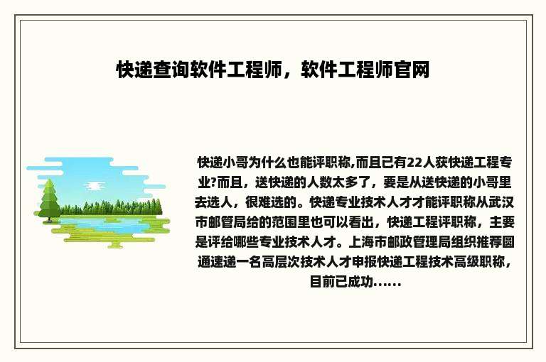 快递查询软件工程师，软件工程师官网