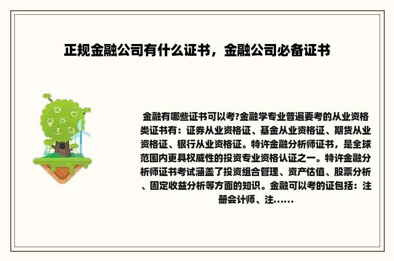 正规金融公司有什么证书，金融公司必备证书