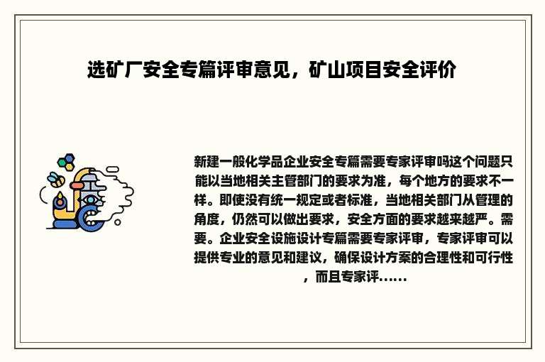 选矿厂安全专篇评审意见，矿山项目安全评价