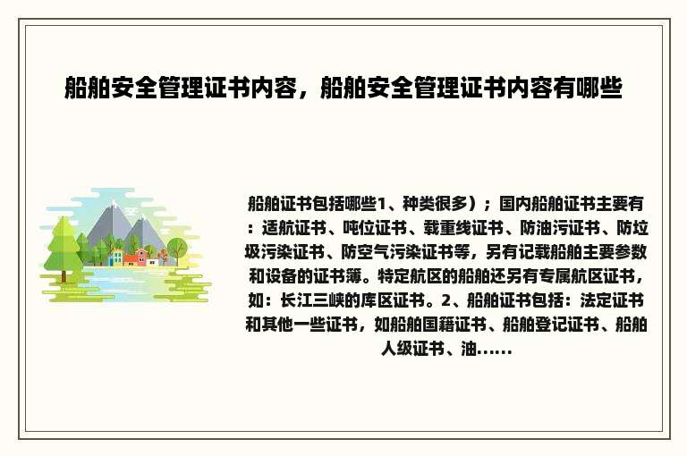 船舶安全管理证书内容，船舶安全管理证书内容有哪些