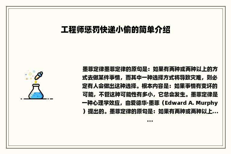 工程师惩罚快递小偷的简单介绍