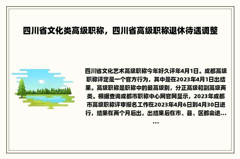 四川省文化类高级职称，四川省高级职称退休待遇调整