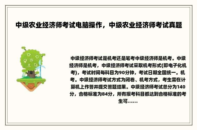 中级农业经济师考试电脑操作，中级农业经济师考试真题
