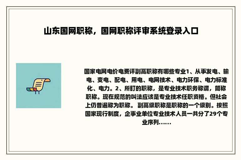 山东国网职称，国网职称评审系统登录入口