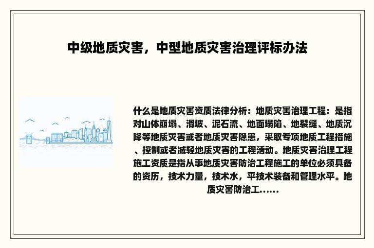 中级地质灾害，中型地质灾害治理评标办法