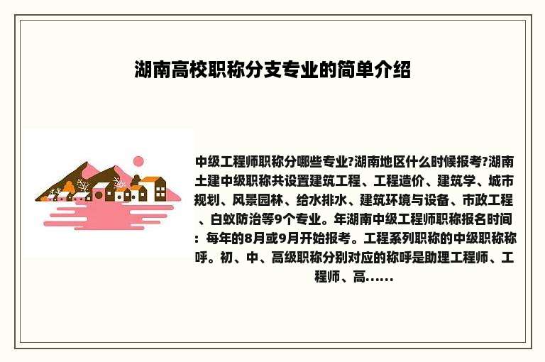 湖南高校职称分支专业的简单介绍