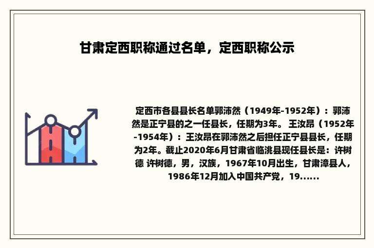 甘肃定西职称通过名单，定西职称公示