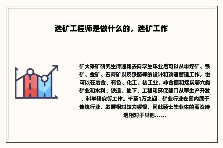 选矿工程师是做什么的，选矿工作